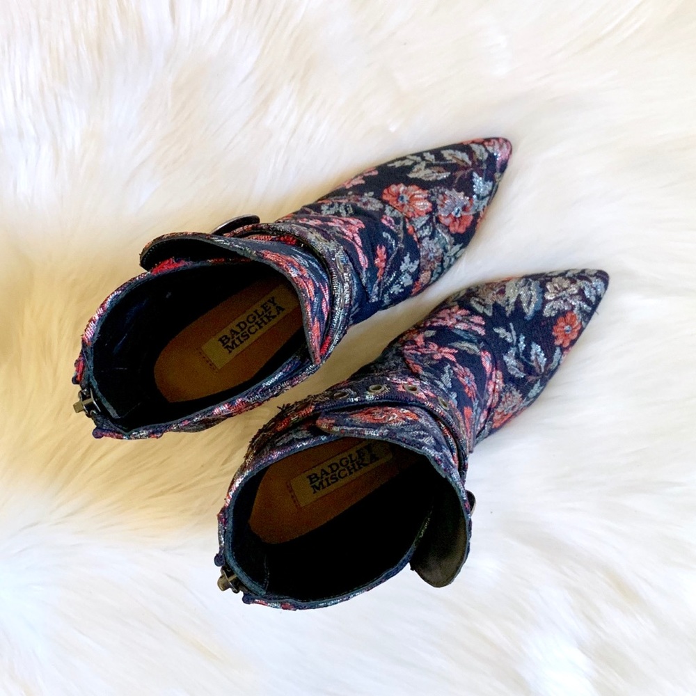 Badgley Mischka Morrisey Floral Pointed Toe Bootie - Picture 5 of 8